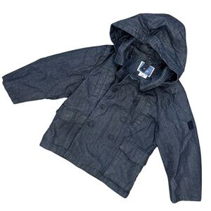 Jacadi Blue Hooded Jacket Coat Double Breasted